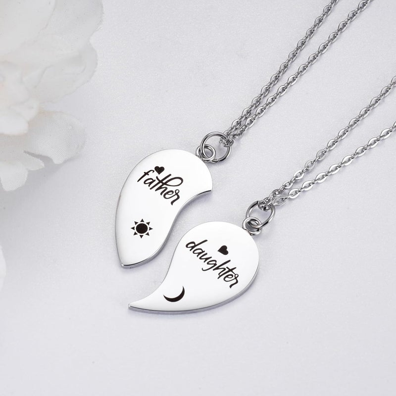 Yonhon Father Daughter Necklace for 2, Father Daughter Matching Bracelet Set for 2 - Image 2